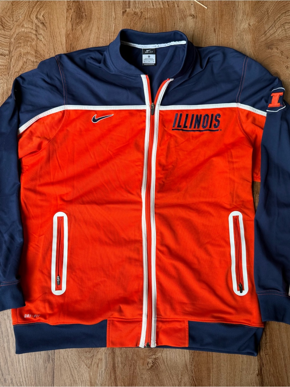 Nike Orange and Navy Illinois Full-Zip Athletic Jacket